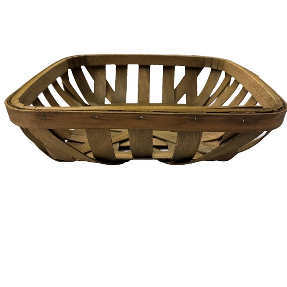Woven Wood Tobacco Basket 12.5" Square Rustic Farmhouse Decor Primitive Tray NEW - Picture 5 of 8